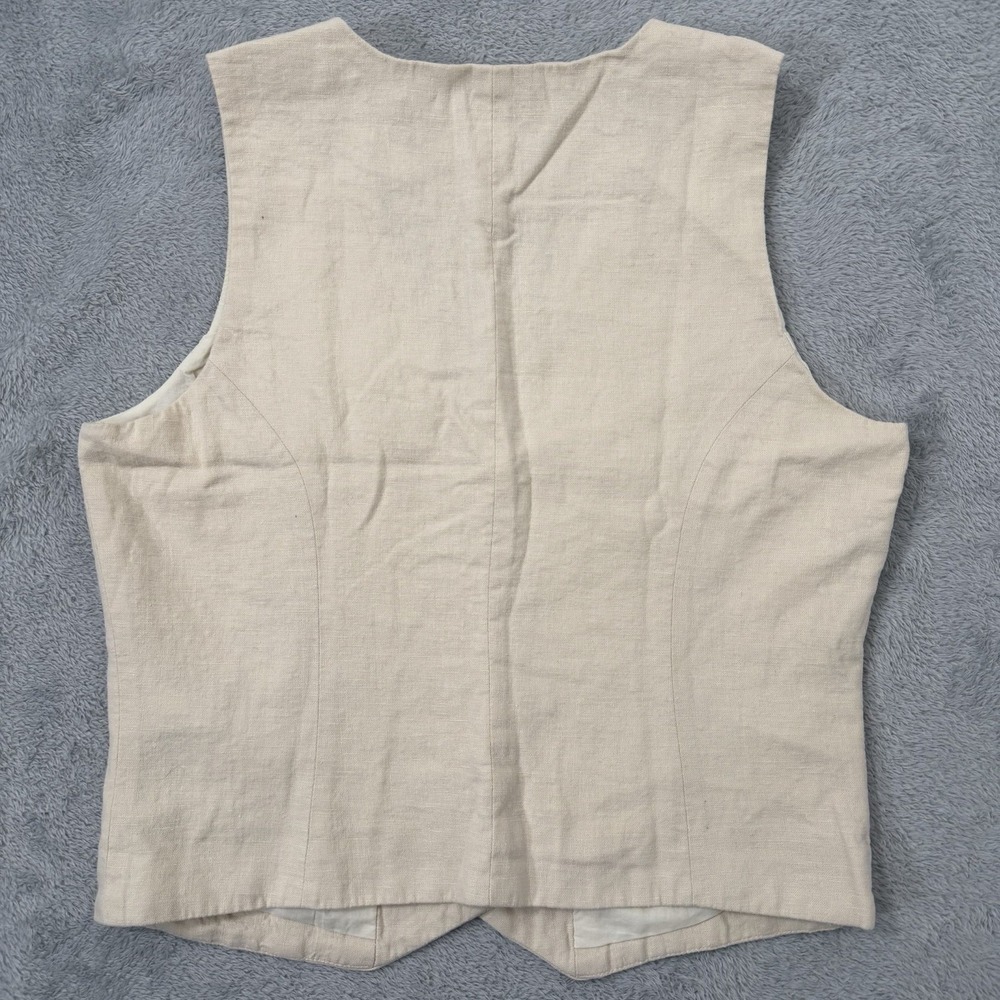 J.Crew Button Front Linen Blend Vest Womens 2 Beige Coastal Preppy Minimalist - Picture 2 of 7